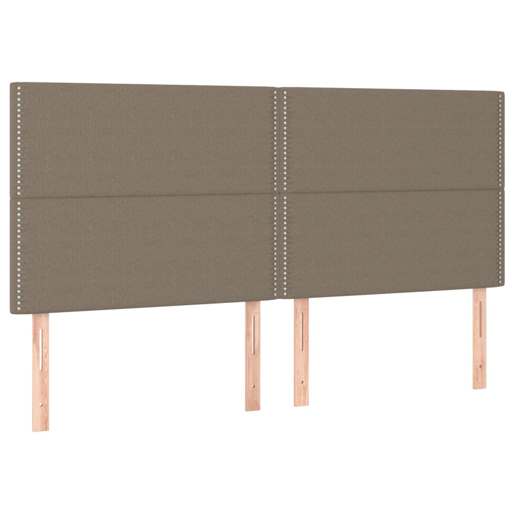 Krevet box spring s madracem LED smeđesivi 200x200 cm tkanina
