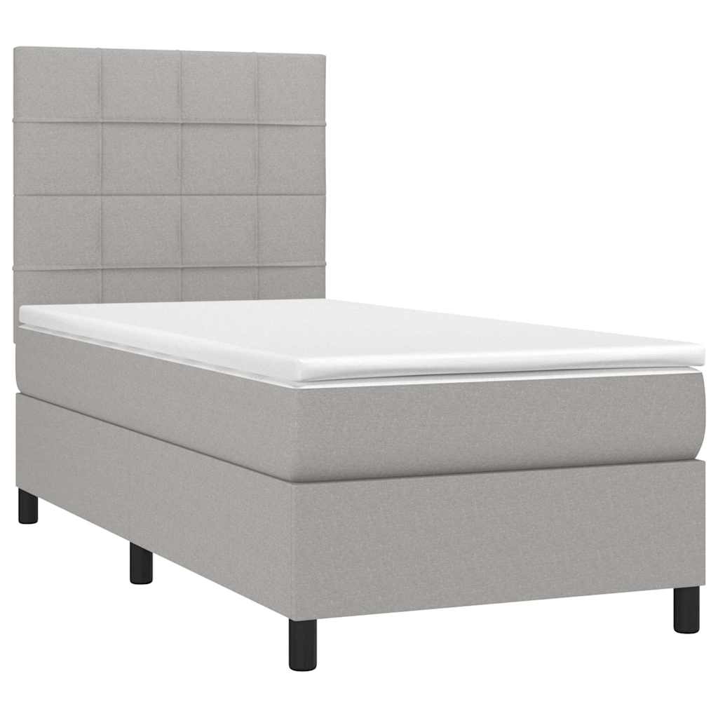 Krevet box spring s madracem LED svjetlosivi 80x200 cm tkanina