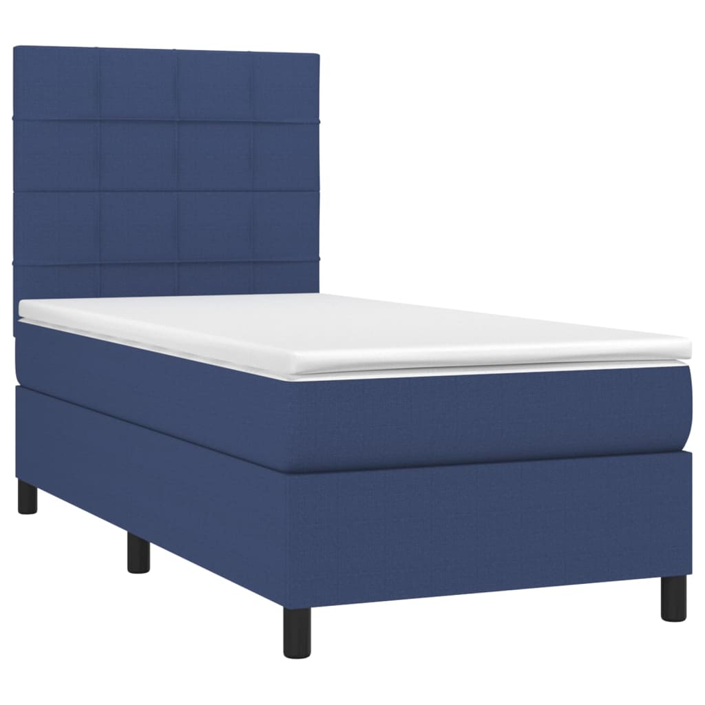 Krevet box spring s madracem LED plavi 80 x 200 cm od tkanine