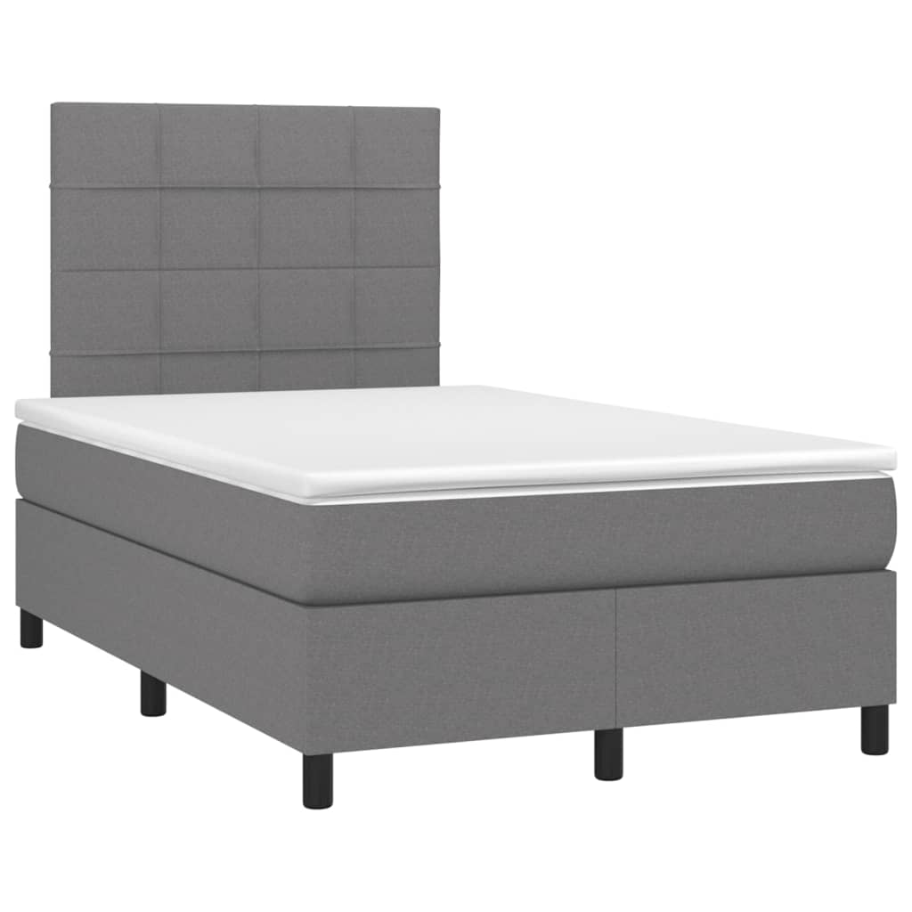 Krevet box spring s madracem LED tamnosivi 120 x 200 cm tkanina