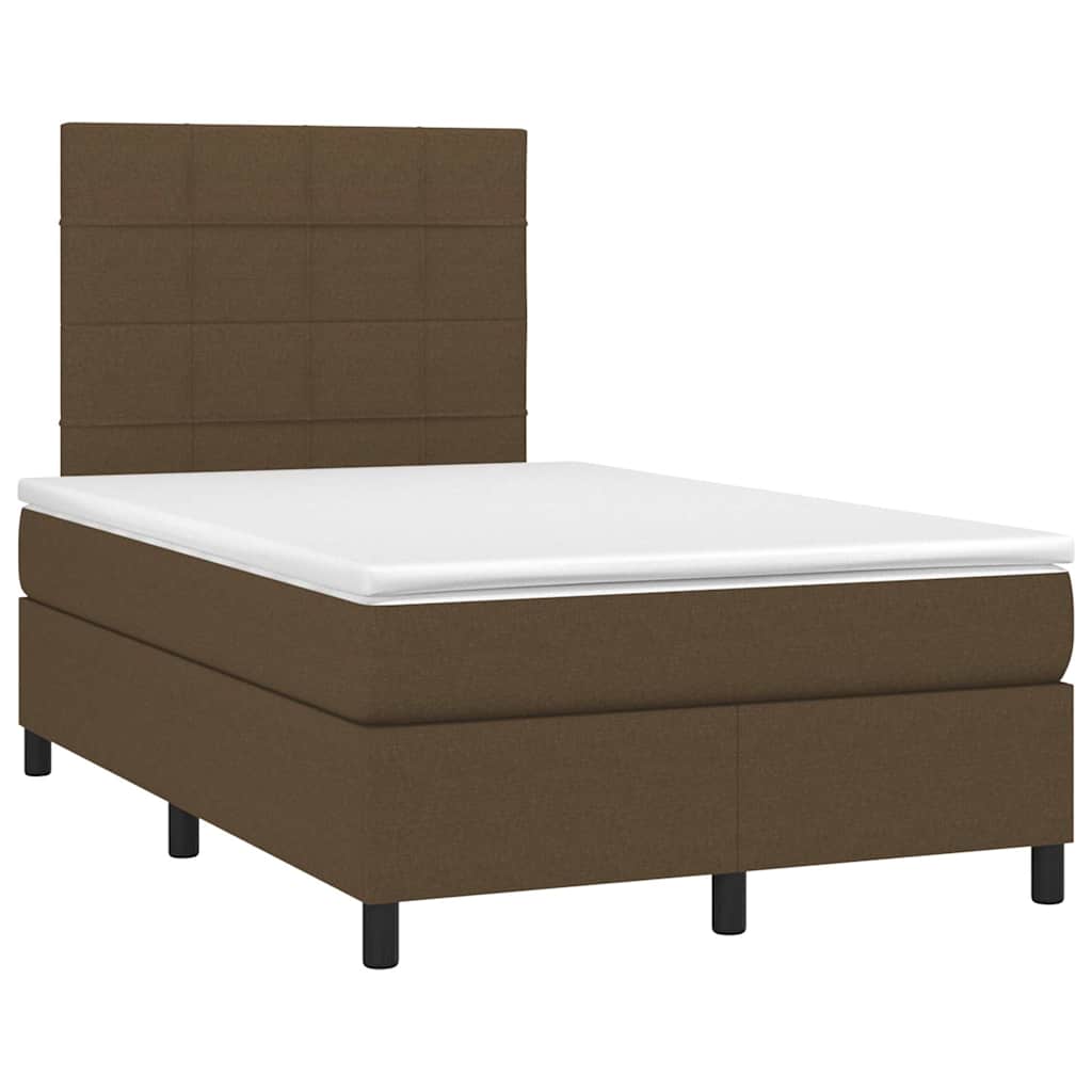 Krevet box spring s madracem LED tamnosmeđi 120x200 cm tkanina