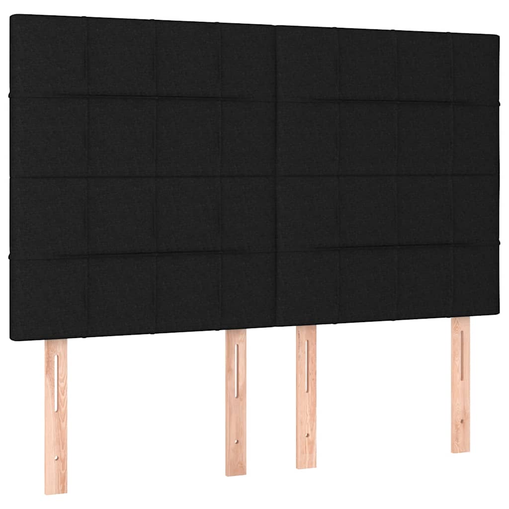 Krevet box spring s madracem LED crni 140x190 cm od tkanine