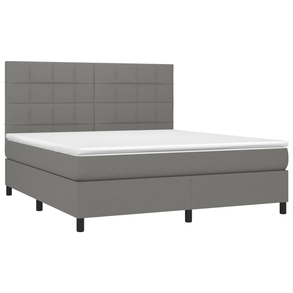 Krevet box spring s madracem LED tamnosivi 180x200 cm tkanina