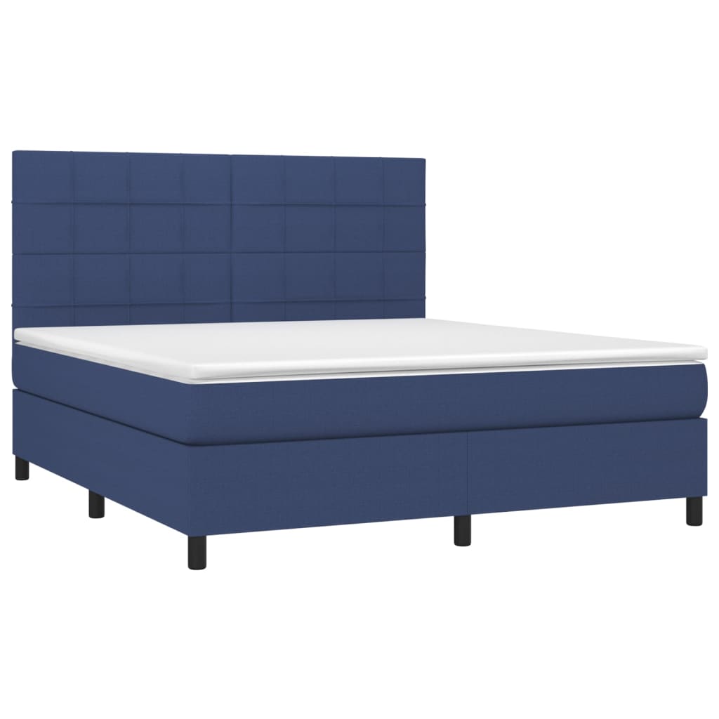 Krevet box spring s madracem LED plavi 180x200 cm od tkanine