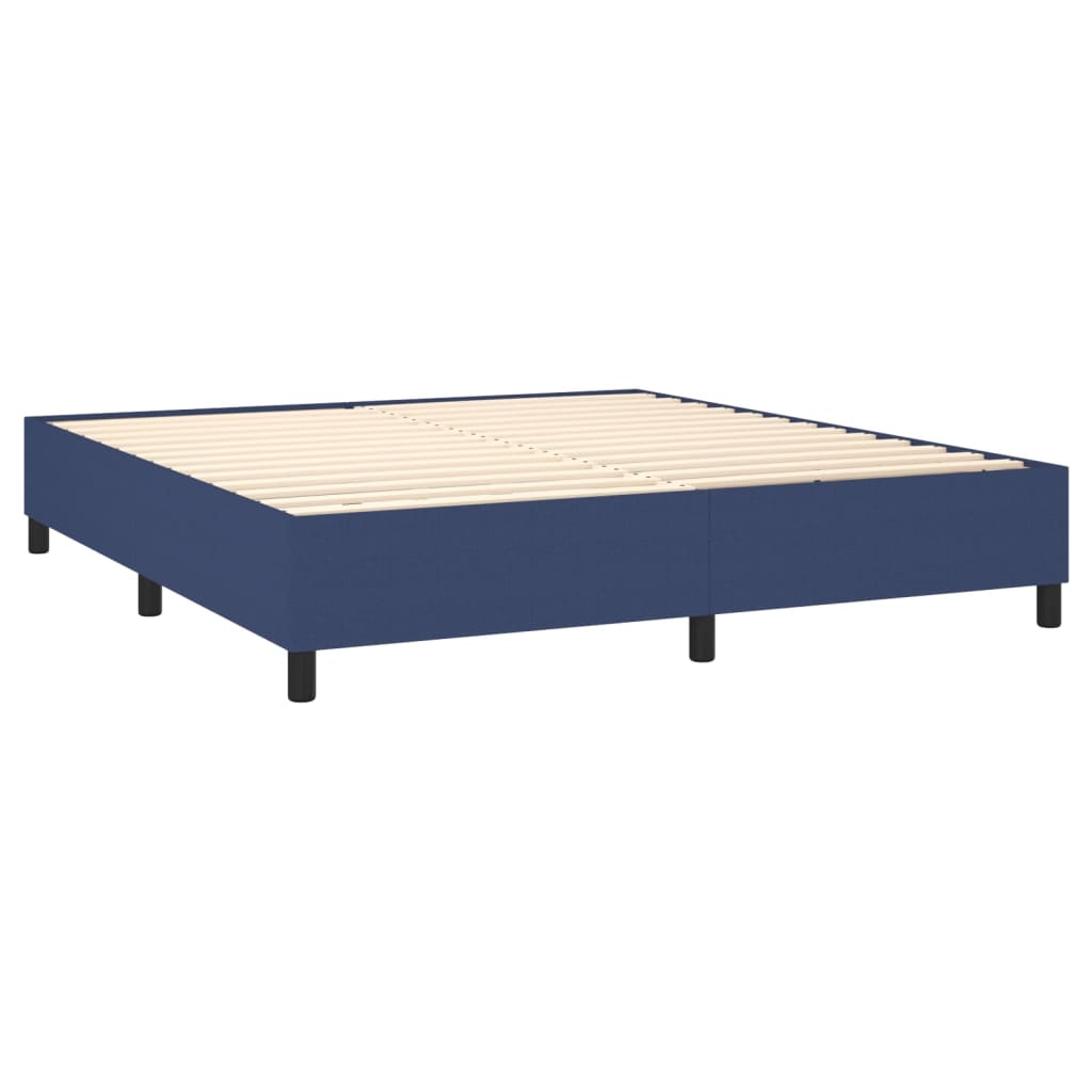 Krevet box spring s madracem LED plavi 180x200 cm od tkanine