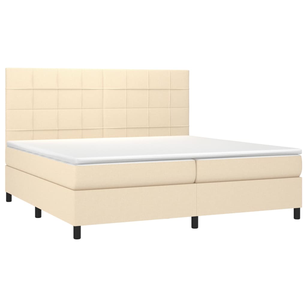Krevet box spring s madracem LED krem 200x200 cm od tkanine