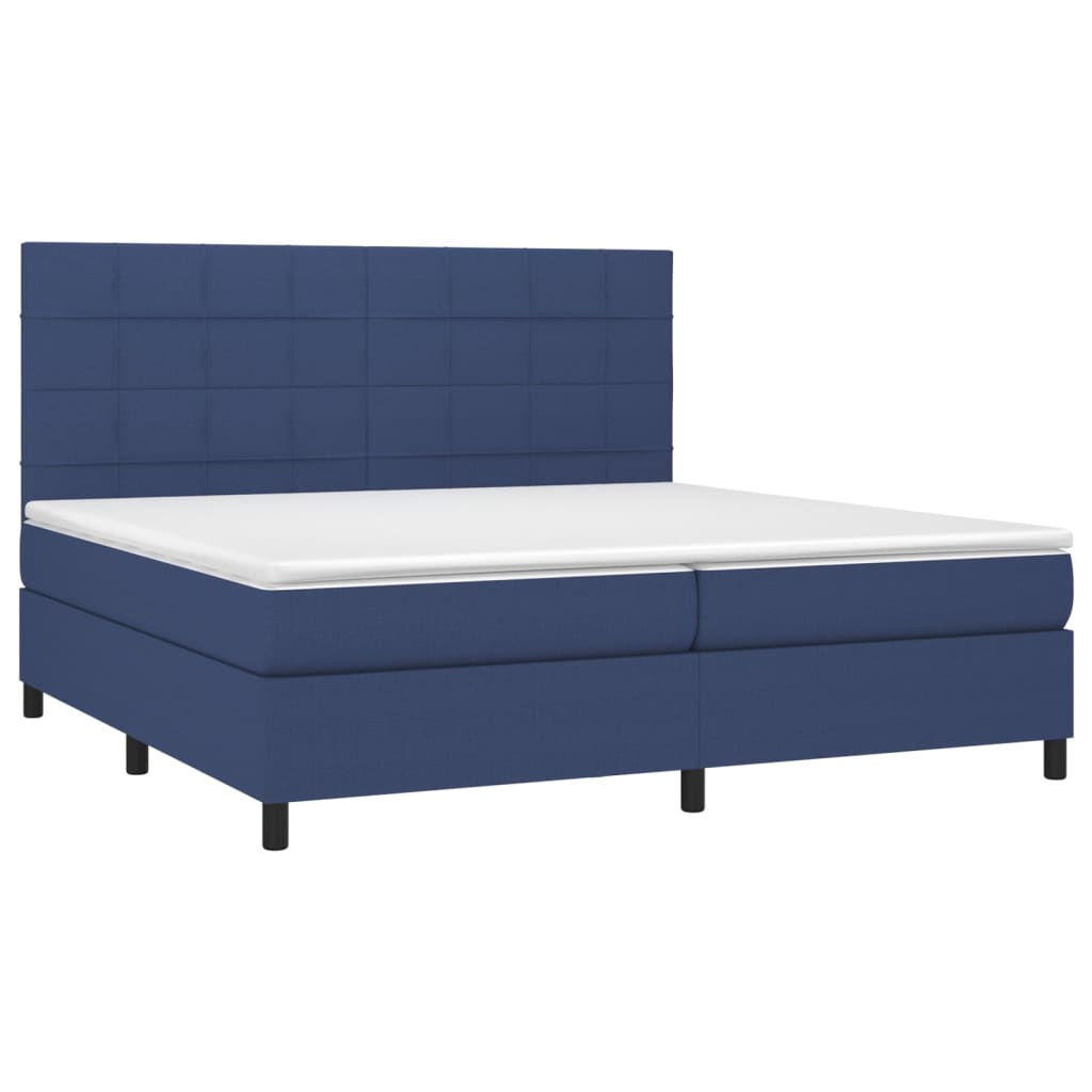 Krevet box spring s madracem LED plavi 200x200 cm od tkanine