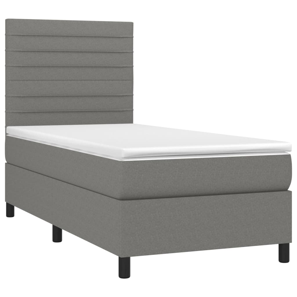 Krevet box spring s madracem LED tamnosivi 80 x 200 cm tkanina