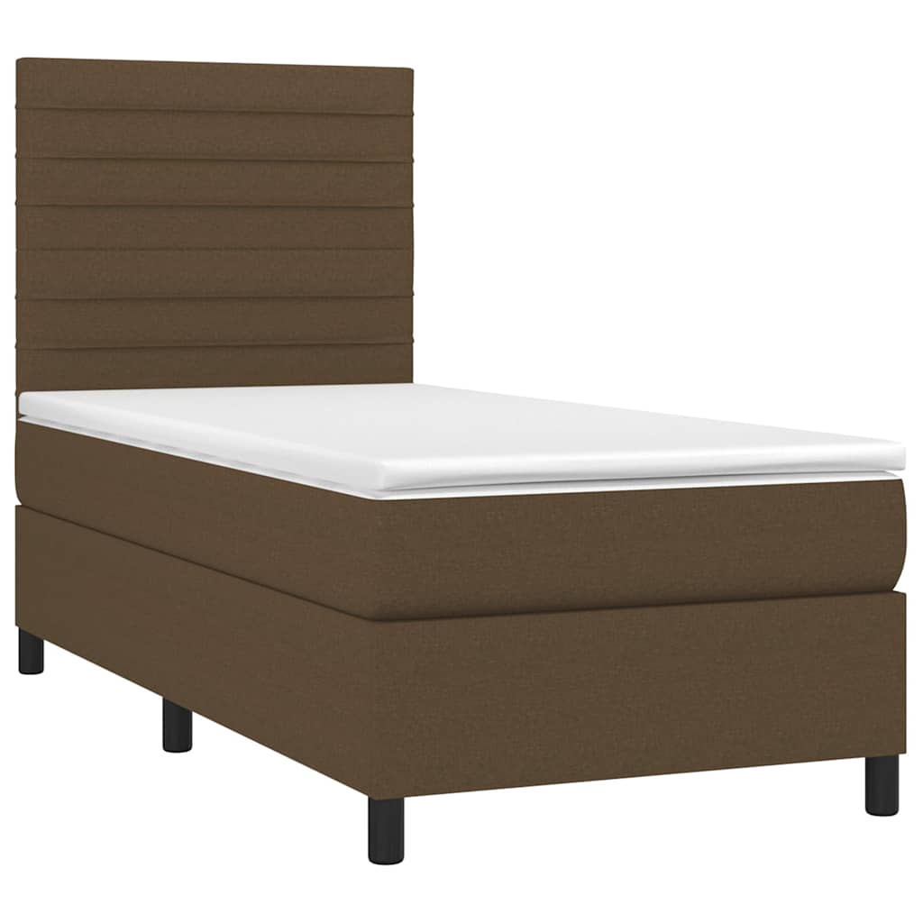 Krevet box spring s madracem LED tamnosmeđi 80 x 200 cm tkanina