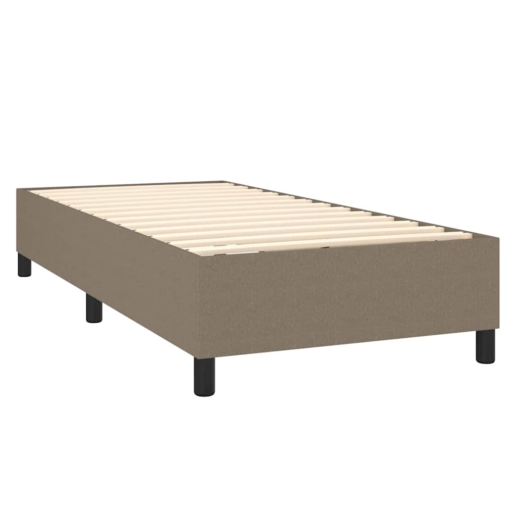 Krevet box spring s madracem LED smeđesivi 90x190 cm tkanina