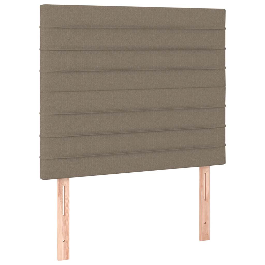 Krevet box spring s madracem LED smeđesivi 90x190 cm tkanina