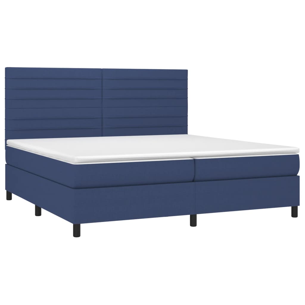Krevet box spring s madracem LED plavi 200x200 cm od tkanine