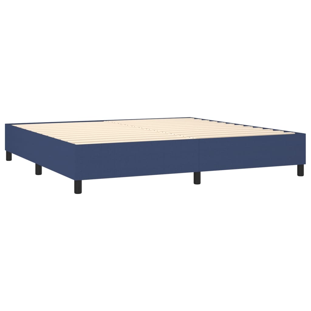 Krevet box spring s madracem LED plavi 200x200 cm od tkanine