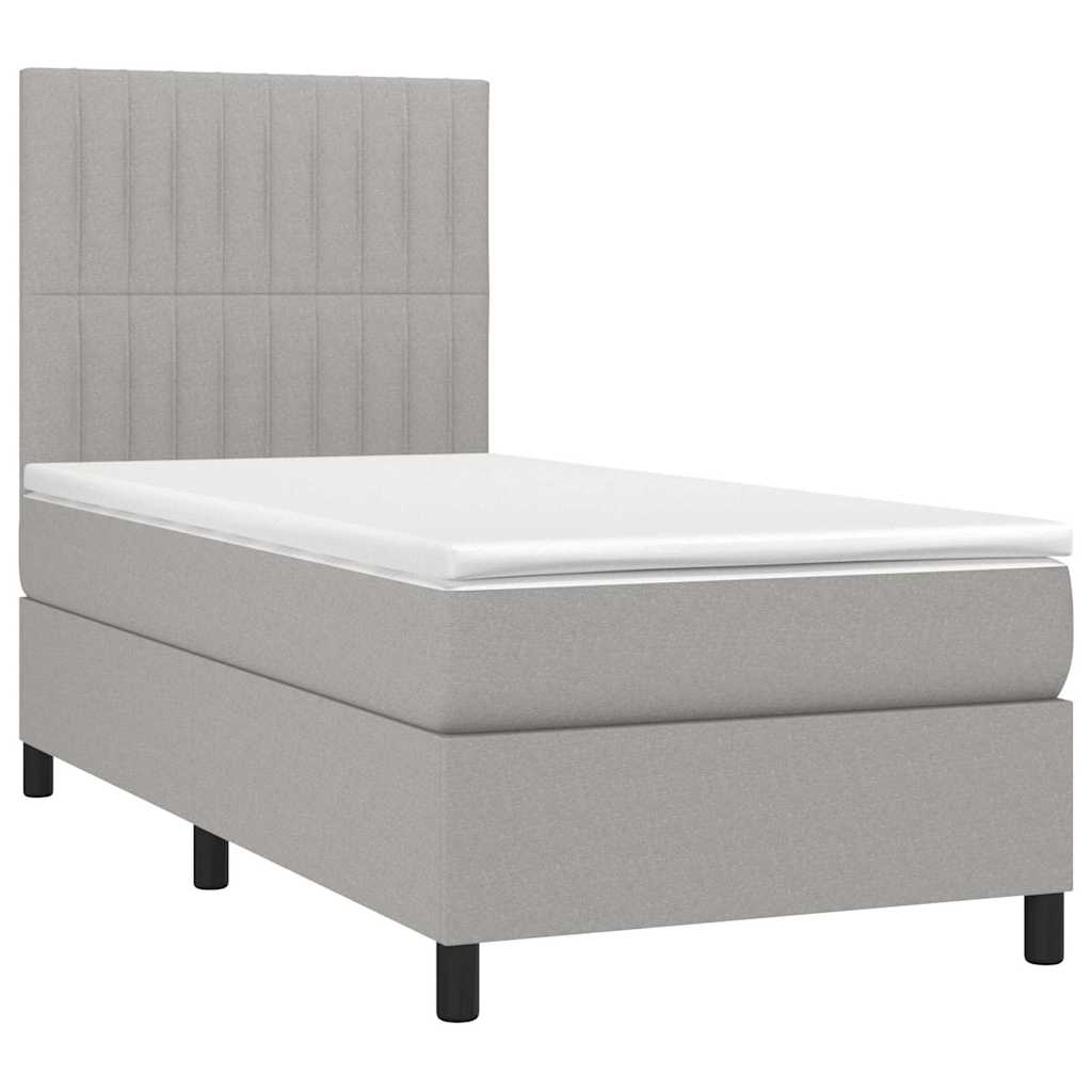 Krevet box spring s madracem LED svjetlosivi 80x200 cm tkanina