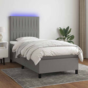Krevet box spring s madracem LED tamnosivi 90x190 cm tkanina