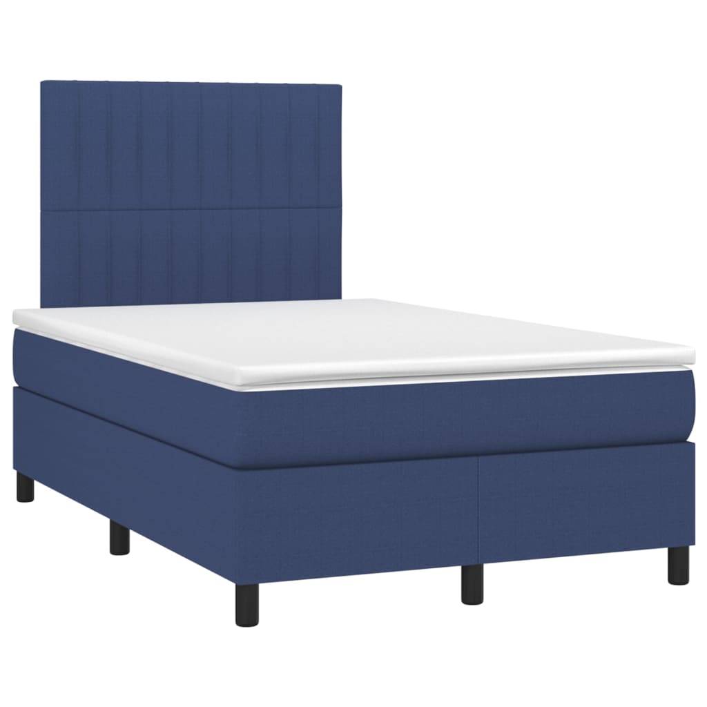 Krevet box spring s madracem LED plavi 120 x 200 cm od tkanine