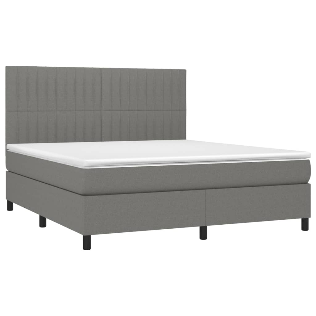 Krevet box spring s madracem LED tamnosivi 160x200 cm tkanina