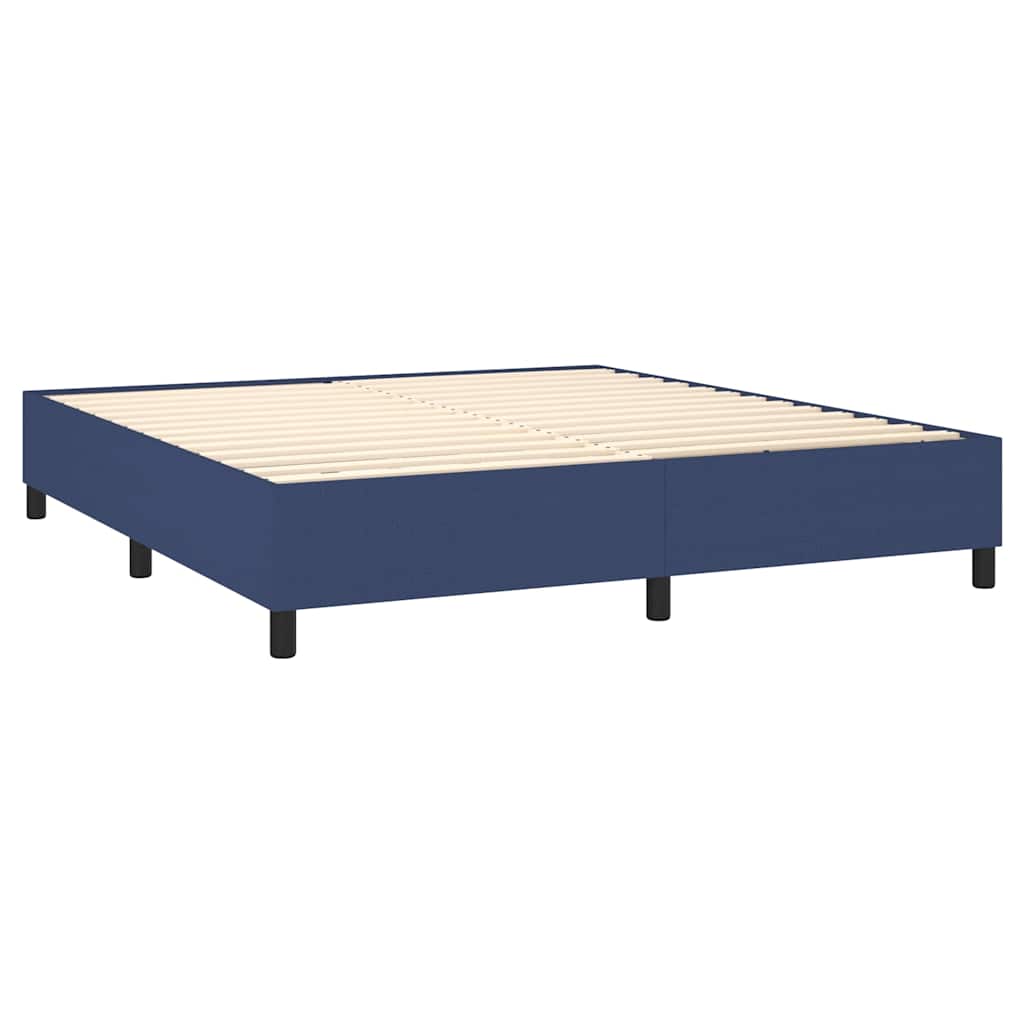 Krevet box spring s madracem LED plavi 180x200 cm od tkanine