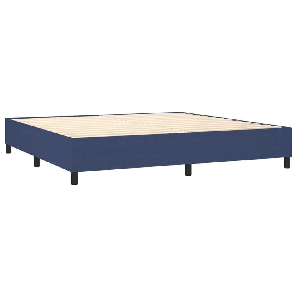 Krevet box spring s madracem LED plavi 200x200 cm od tkanine