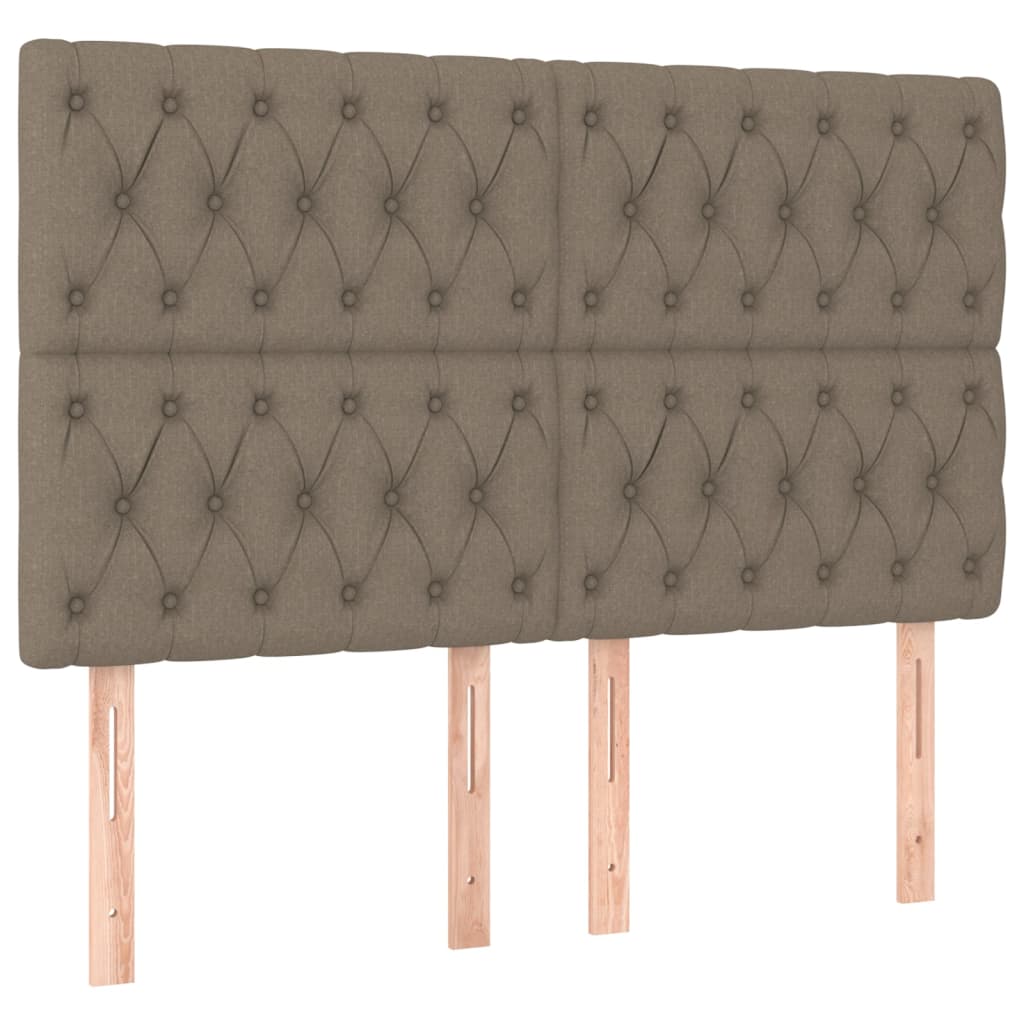 Krevet box spring s madracem LED smeđesivi 140x190 cm tkanina