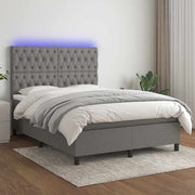 Krevet box spring s madracem LED tamnosivi 140x200 cm tkanina