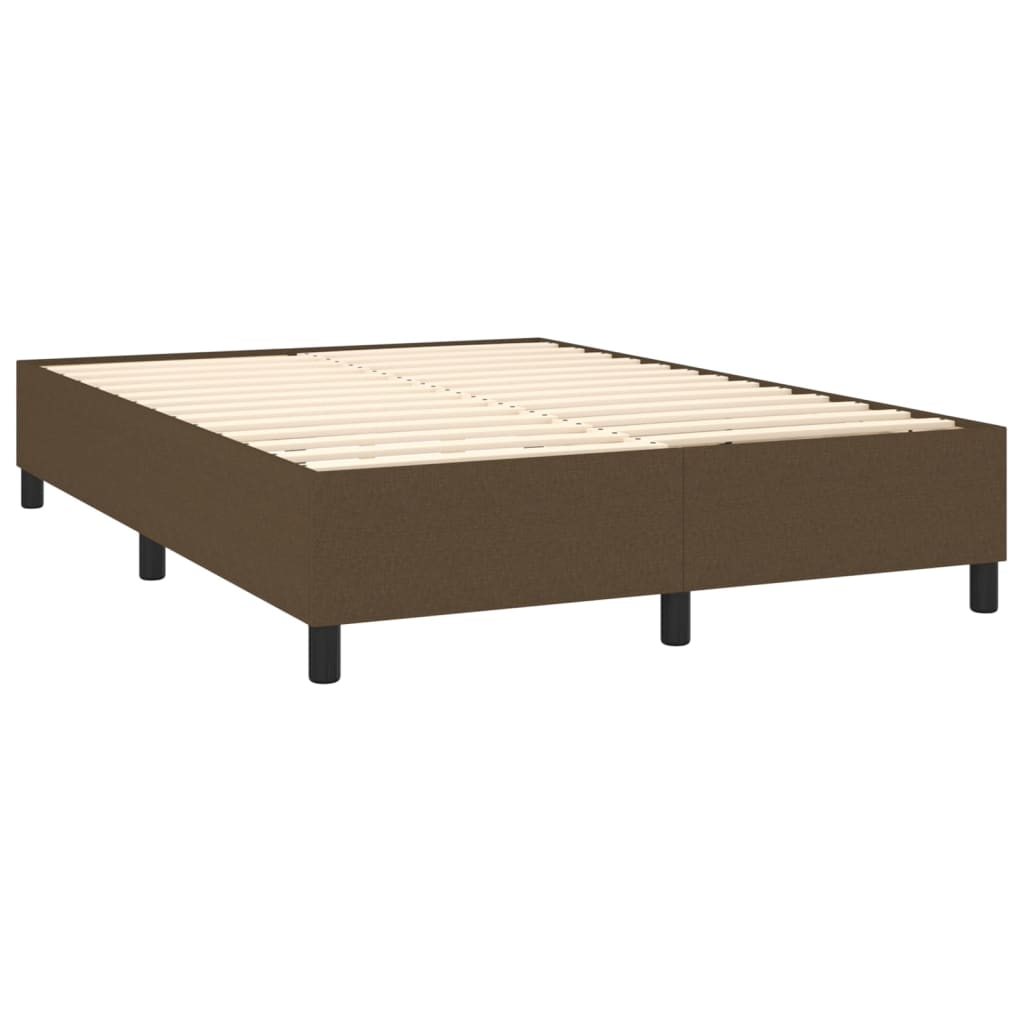 Krevet box spring s madracem LED tamnosmeđi 140x200 cm tkanina