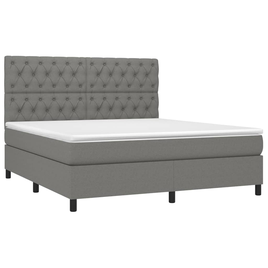 Krevet box spring s madracem LED tamnosivi 160x200 cm tkanina