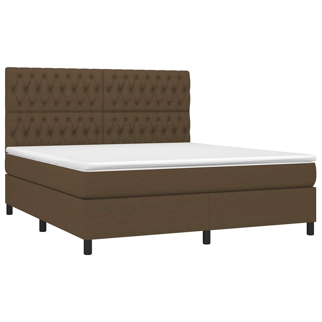Krevet box spring s madracem LED tamnosmeđi 180x200 cm tkanina