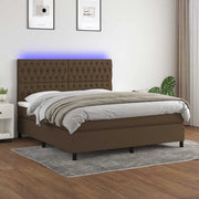 Krevet box spring s madracem LED tamnosmeđi 180x200 cm tkanina