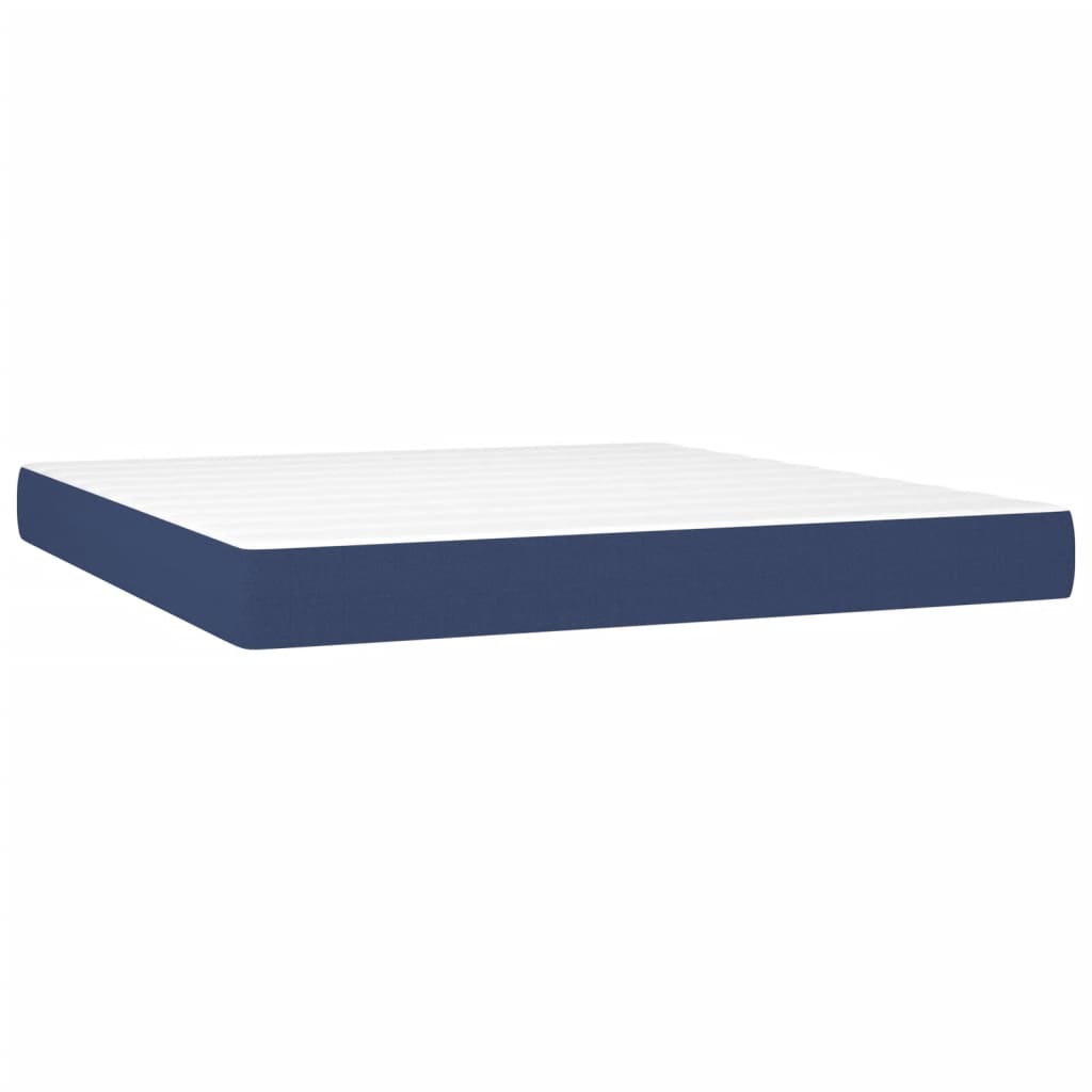 Krevet box spring s madracem LED plavi 180x200 cm od tkanine
