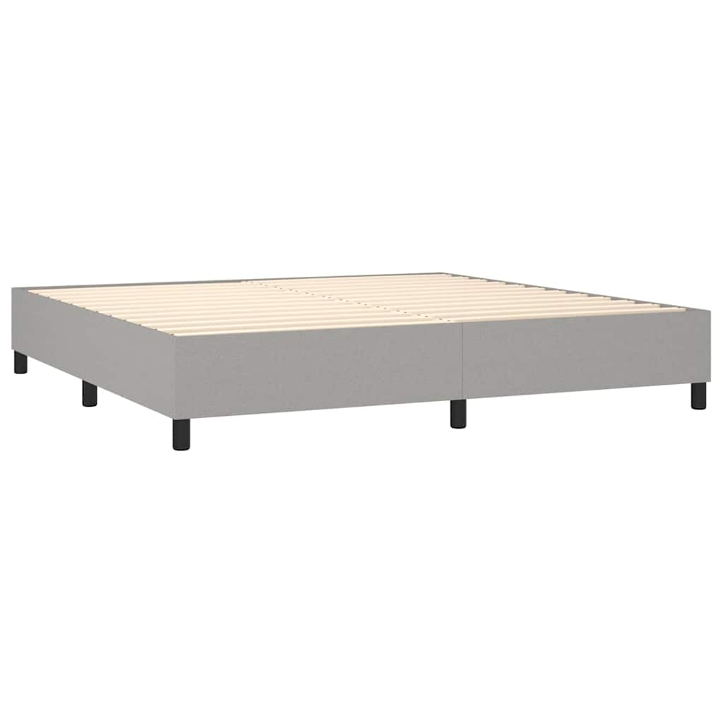 Krevet box spring s madracem LED svjetlosivi 200x200 cm tkanina