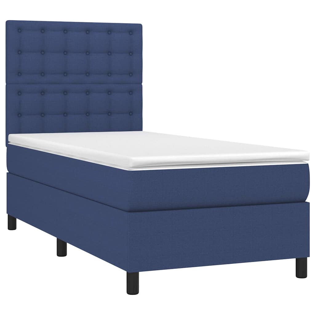 Krevet box spring s madracem LED plavi 80 x 200 cm od tkanine