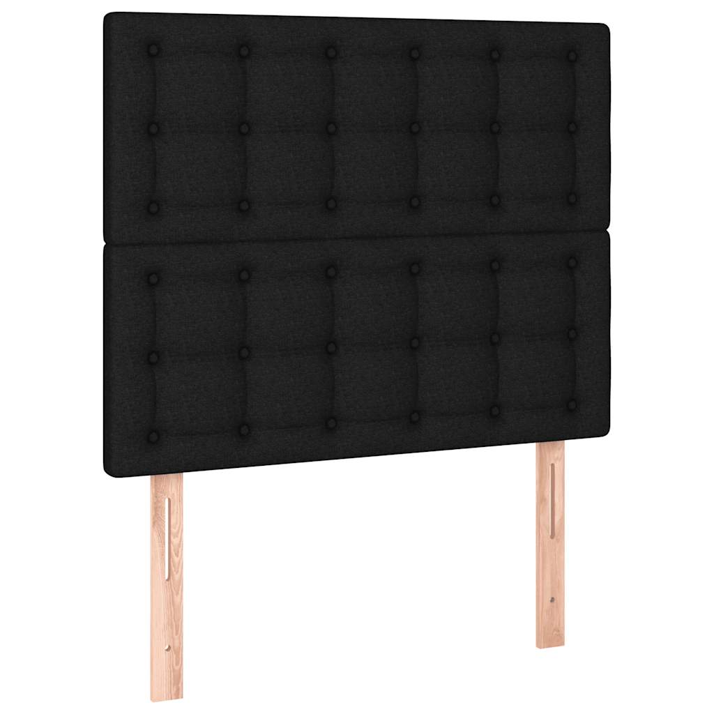 Krevet box spring s madracem LED crni 100x200 cm od tkanine