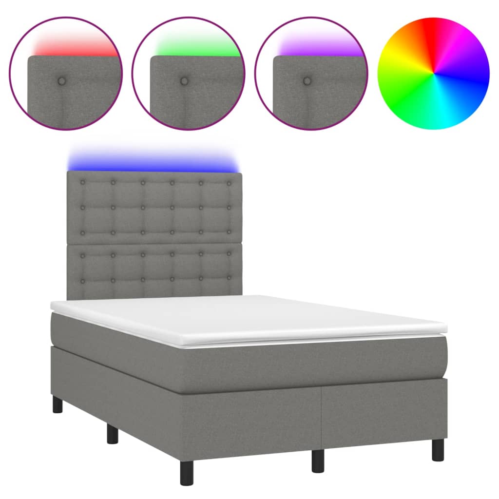 Krevet box spring s madracem LED tamnosivi 120 x 200 cm tkanina