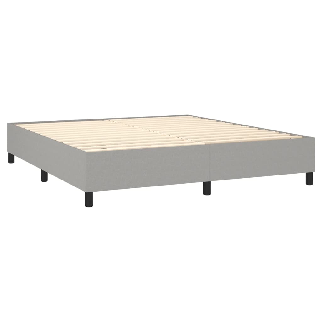 Krevet box spring s madracem LED svjetlosivi 160x200 cm tkanina