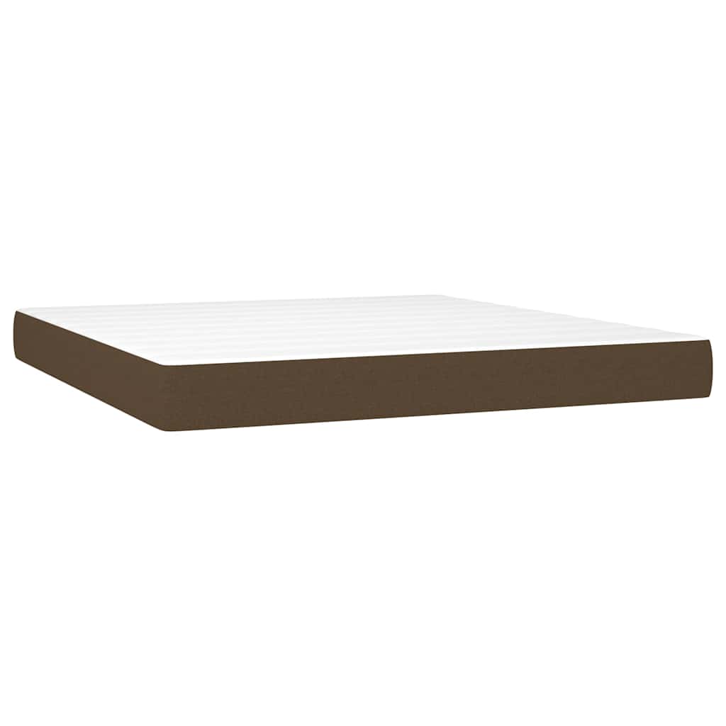 Krevet box spring s madracem LED tamnosmeđi 160x200 cm tkanina