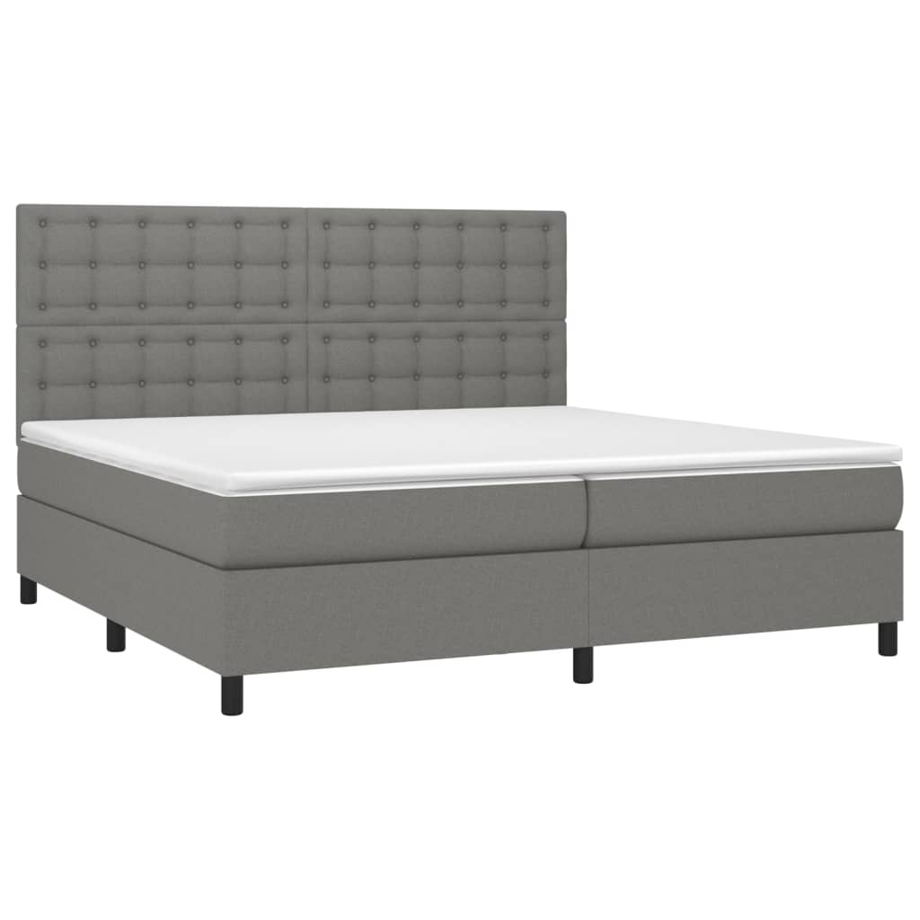 Krevet box spring s madracem LED tamnosivi 200x200 cm tkanina