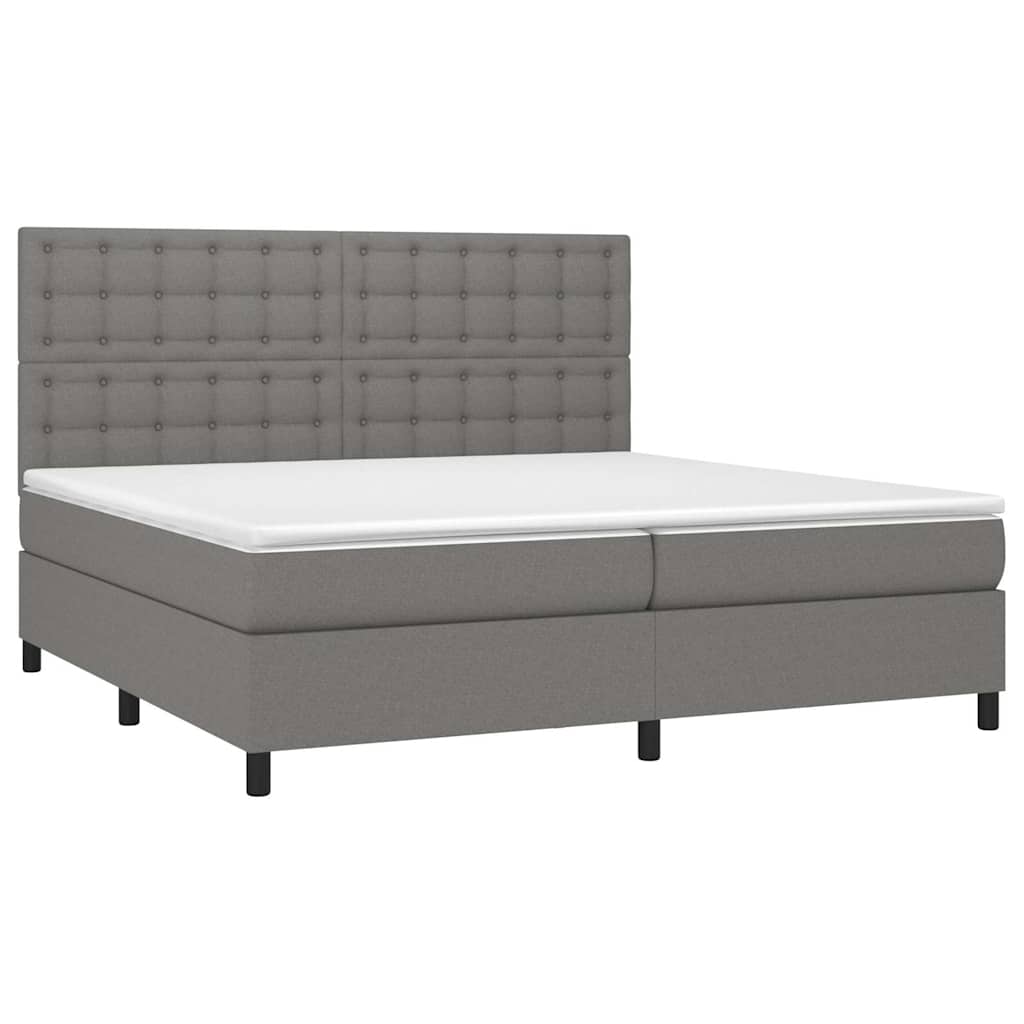 Krevet box spring s madracem LED tamnosivi 200x200 cm tkanina