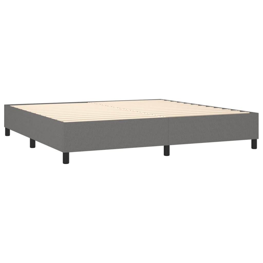 Krevet box spring s madracem LED tamnosivi 200x200 cm tkanina