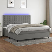 Krevet box spring s madracem LED tamnosivi 200x200 cm tkanina