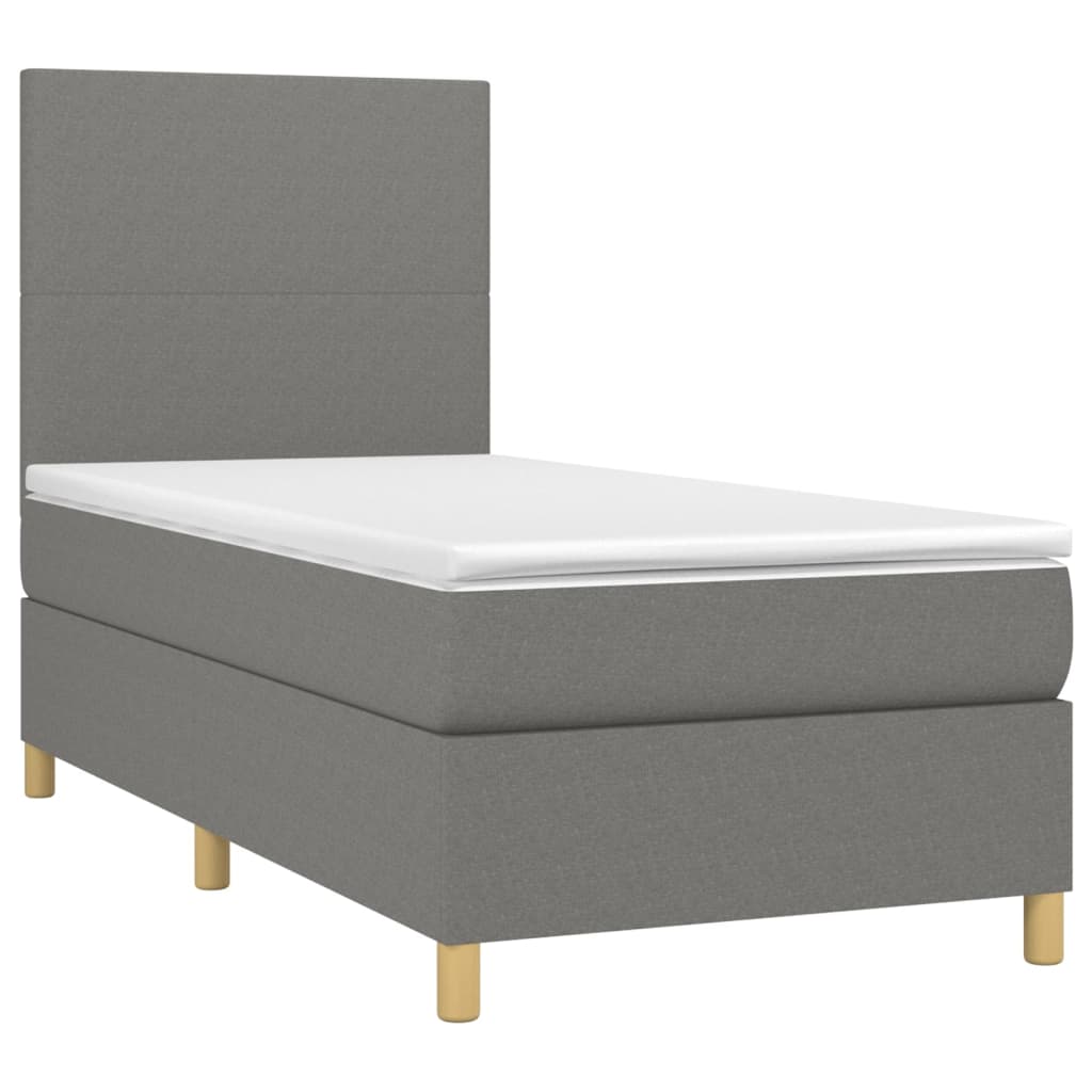 Krevet box spring s madracem LED tamnosivi 80 x 200 cm tkanina