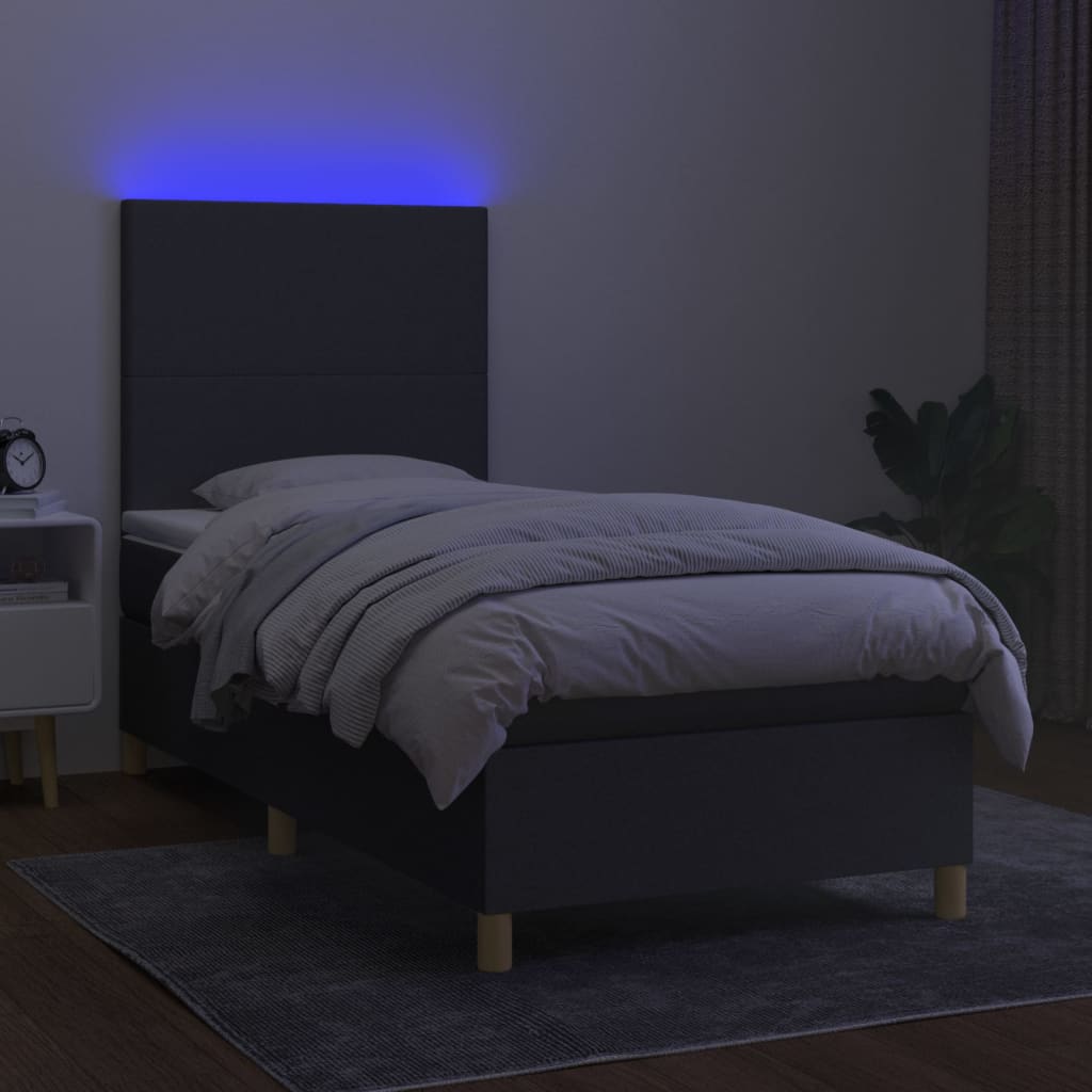 Krevet box spring s madracem LED tamnosivi 80 x 200 cm tkanina