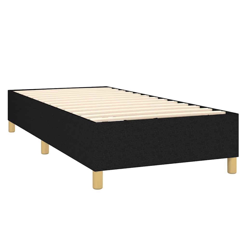 Krevet box spring s madracem LED crni 90x200 cm od tkanine