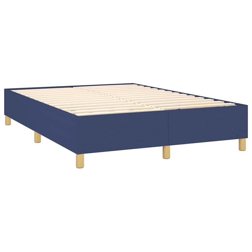 Krevet box spring s madracem LED plavi 140x190 cm od tkanine