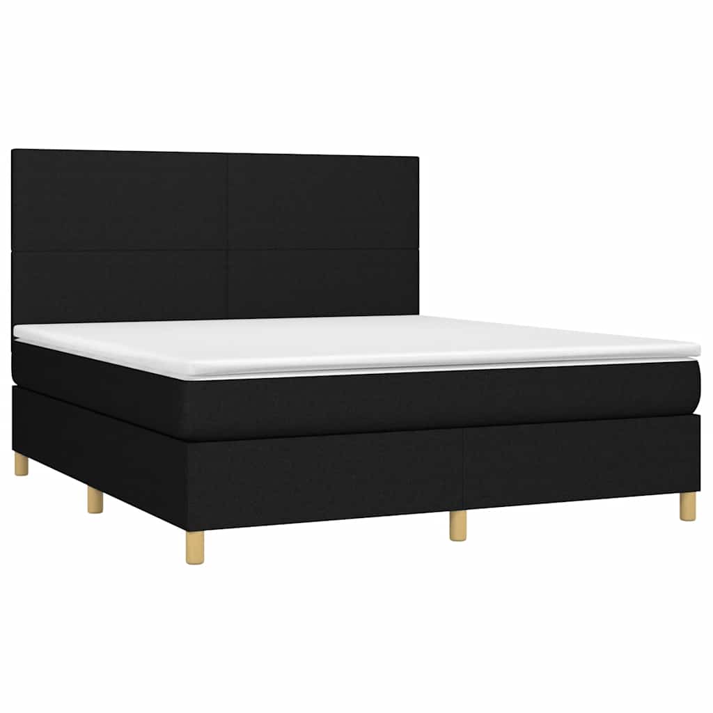 Krevet box spring s madracem LED crni 160x200 cm od tkanine