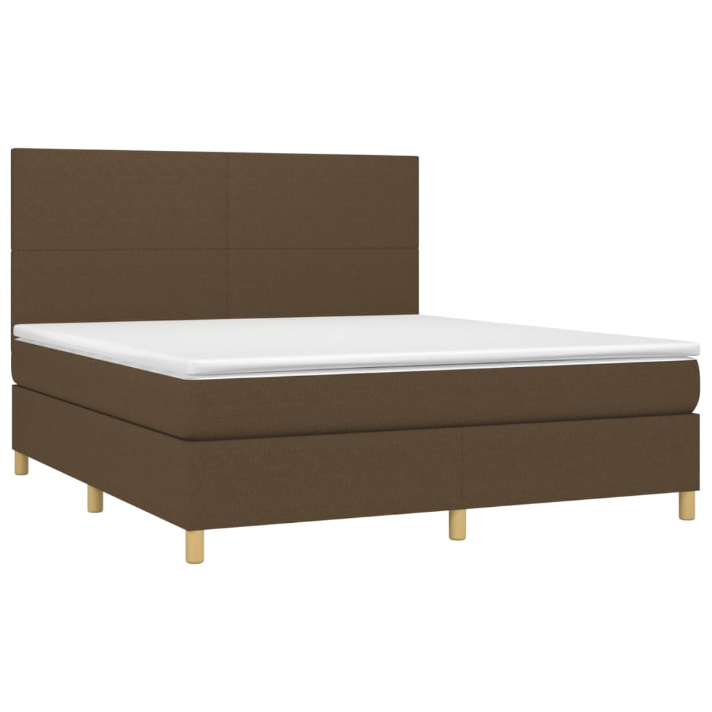 Krevet box spring s madracem LED tamnosmeđi 160x200 cm tkanina