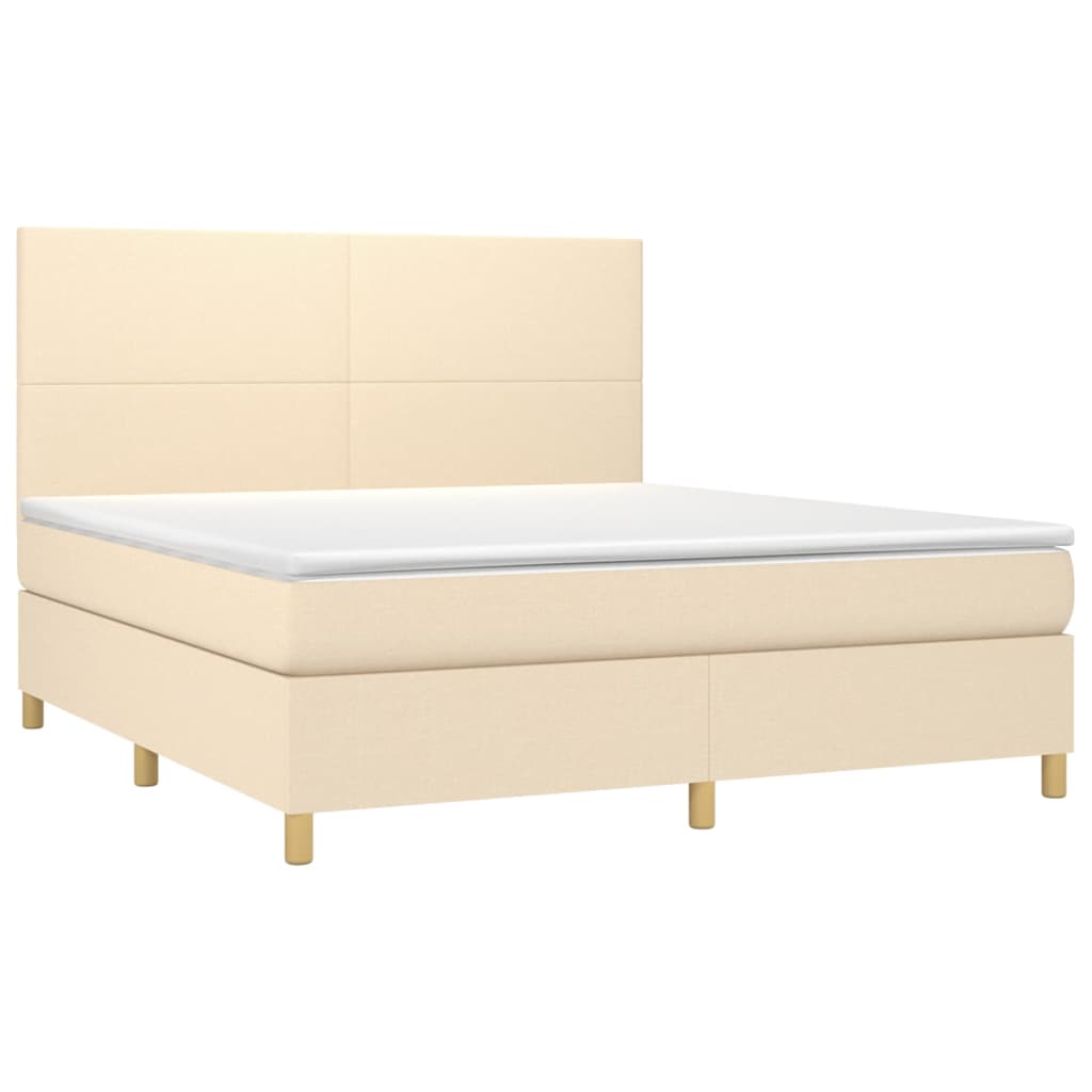 Krevet box spring s madracem LED krem 160x200 cm od tkanine