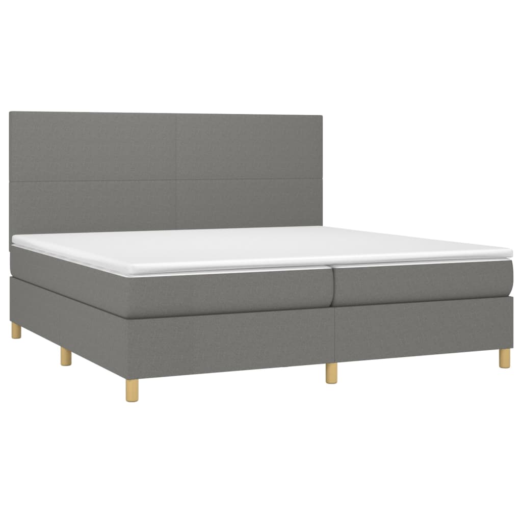 Krevet box spring s madracem LED tamnosivi 200x200 cm tkanina