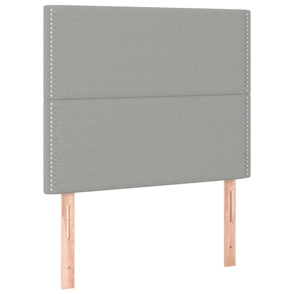 Krevet box spring s madracem LED svjetlosivi 100x200 cm tkanina