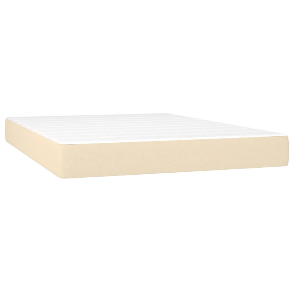 Krevet box spring s madracem LED krem 140x190 cm od tkanine
